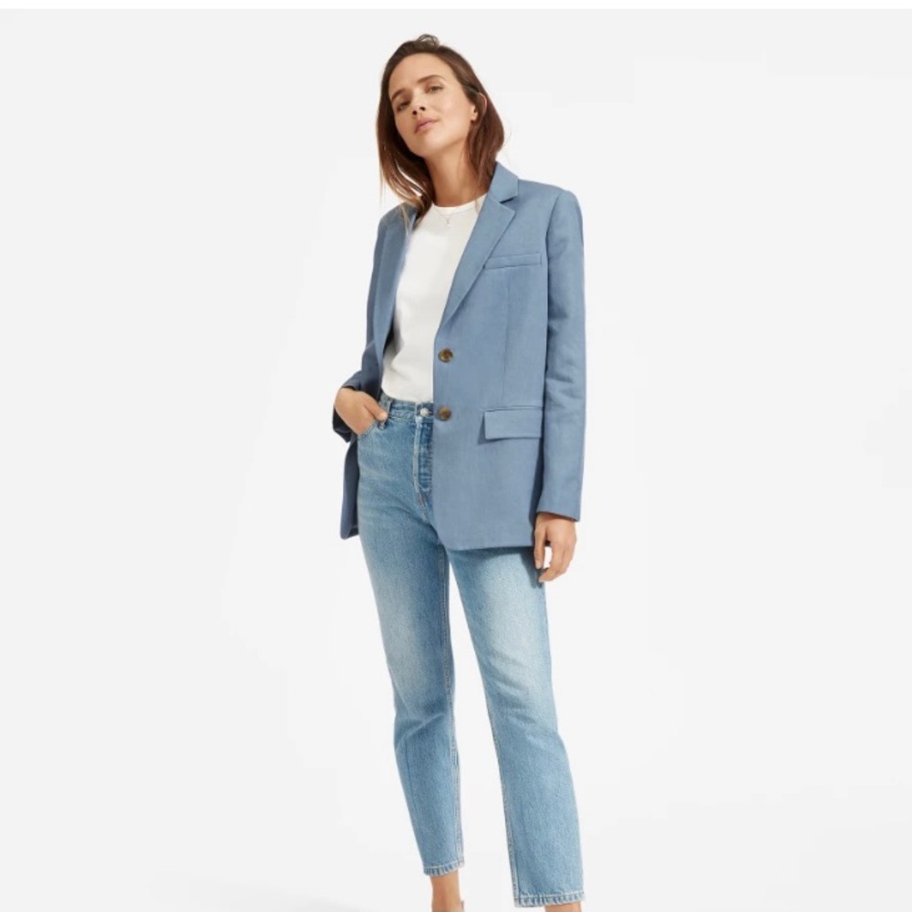 Everlane The Cotton-Linen Blazer Size 8 Blue - Picture 1 of 12